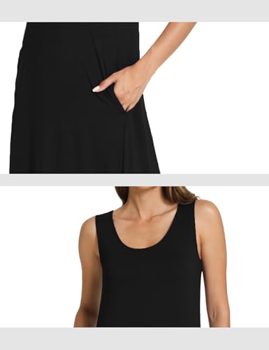 GYS Sleeveless Nightgowns for Women Soft Bamboo Viscose Night Shirts Tank Sleepwear with Pockets Long Sleep Dress4