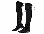 Greatonu Women's Over Knee High Boots Warm Winter Long Boot with Side Zipper Back Lace Fashion Thigh High Boots Black-0.98 UK 7