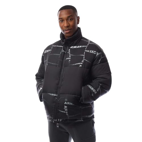 Image of A|X ARMANI EXCHANGE Men's Optical Allover Logo Puffer Jacket