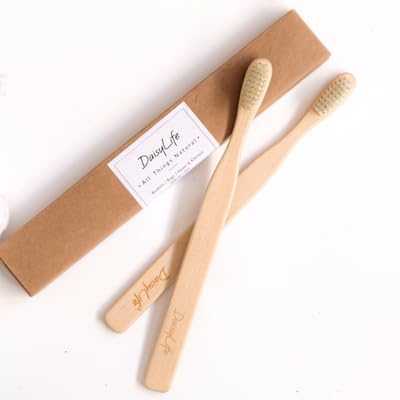DAISYLIFE Adult Natural Bamboo Manual Toothbrush Medium-Soft Bristles (Pack Of 2), Eco Friendly, Antibacterial And Biodegradable Wooden Toothbrush, All Natural Oral Care For Everyday Dental Hygiene (B084C2Q5ZY) Amazon Price History, Amazon Price Tracker