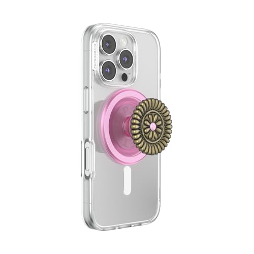 Image of PopSockets Phone Grip for MagSafe, Magnetic Holder, Phone Stand, Enamel - Enamel Stamped Pink