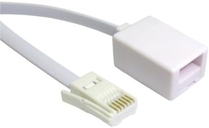 rhinocables BT Telephone Extension Cable, Male Plug to Female Socket Box Lead Wired for UK Landline Phone Cord Extension, Home and Office, Fax, Modem, White (10m)