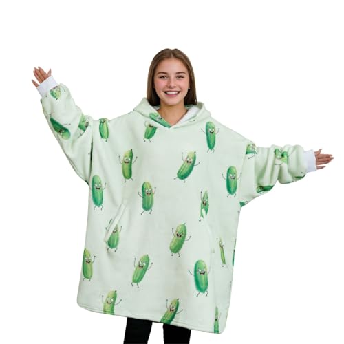 Huglanket Pickle Gifts Dill Pickle Wearable Blanket Hoodies Oversized Flannel Hooded Blankets Gifts for Birthday Christmas and so on One Size Fits Most