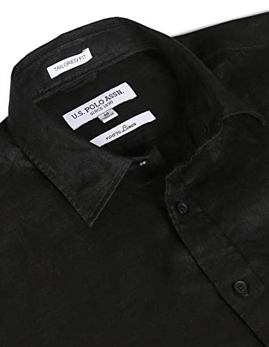 Image of U.S. Polo ASSN. Men's Solid Linen Tailored Fit Button Down Casual Shirt