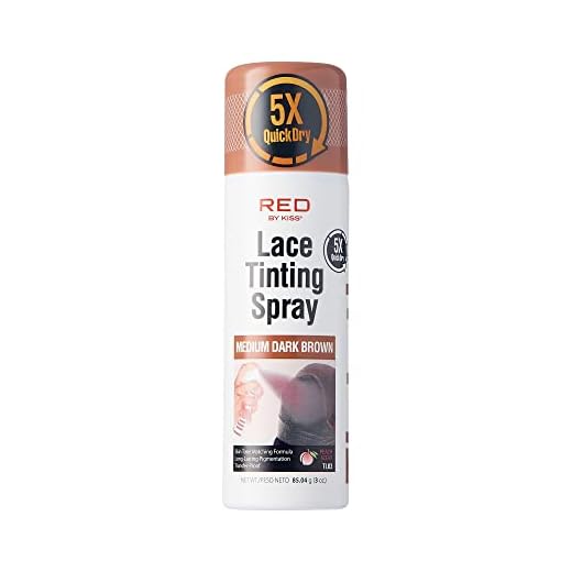 Red by Kiss Lace Tinting Spray Long-Lasting Pigmentation, Transfer-Proof, Peach Scent 3 oz (Medium Dark Brown)