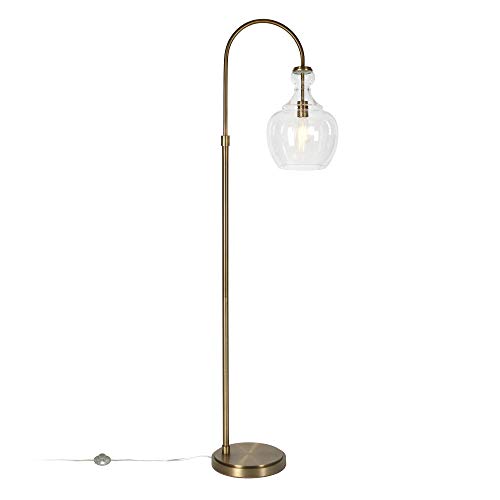 Henn&Hart Arc Floor Lamp With Glass Shade In Brass/Seeded, Floor Lamp For Home Office, Bedroom, Living Room #TOP2