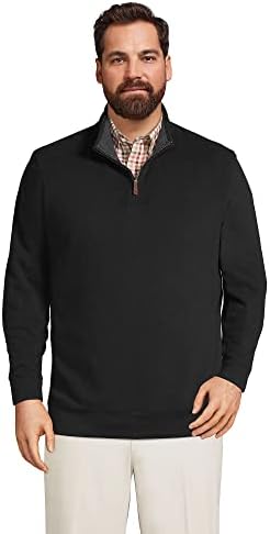 Lands' End Mens Bedford Rib Quarter Zip Sweater Black Regular Small