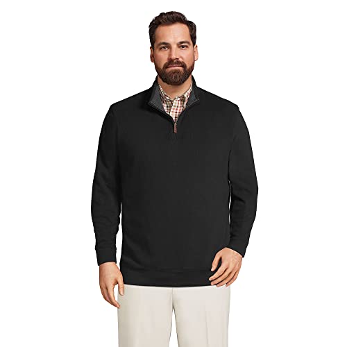 Lands' End Mens Bedford Rib Quarter Zip Sweater Black Regular Large #TOP4