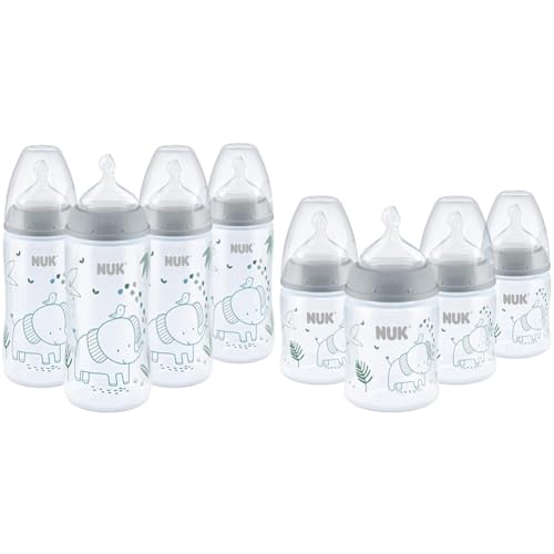 Image of NUK Smooth Flow Anti Colic Baby Bottle, 10 oz, 4 Pack, Elephant,4 Count (Pack of 1) & Smooth Flow Anti Colic Baby Bottle, 5 oz, 4 Pack, Elephant,4 Count (Pack of 1)