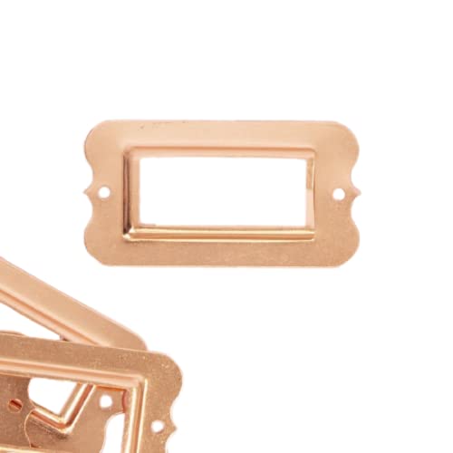 Craftelier - Set of 4 Royal Metallic Label Holders for Decorating Your Scrapbooking Projects and Labeling Albums, Planners, Notebooks or Organizing Boxes | Size 6,3 x 3,3 cm - Rose Gold Color