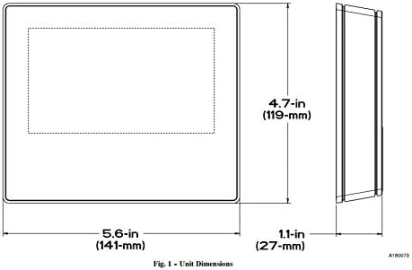 Diagram showing the dimensions of the Ion System Wall Control unit: 5.6 inches wide, 4.7 inches high, and 1.1 inches deep.