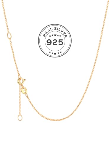 ChicSilver - ChicSilver Chaîne Collier Plaqué Or 18 Carats en Sterling Argent 925 pour Femme,Maille Largeur 1,1 mm-Longueur 45 cm,Colliers Chaine Rolo pour Pendentif avec Boîte Bijou Cadeau