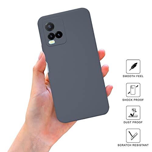 Image of SPRIG Compatible with VIVO Y33s Phone Liquid Silicone Cover Premium Back Cover Drop Tested Shock Proof Mobile Case for Men, Women, Boys and Girls with Camera Protection (Charcoal Grey)