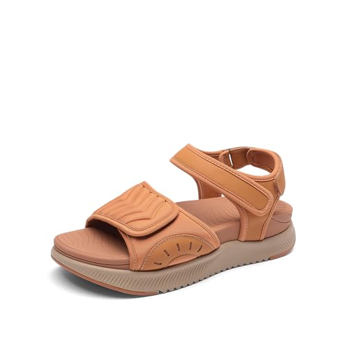 DREAM PAIRS Walking Sandals Women Arch Support Platform Sandals Comfortable Open Toe Hiking Summer Shoes Lightweight Outdoor Athletic Sport Water Sandals,Size 11,Brown,DWUMST2507