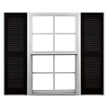 Mid America 00011475002 Standard Size Cathedral Top Center Mullion, Open Louver Shutter (Per Pair), 14 1/2"W x 75"H, Black