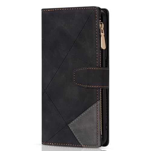 Coque arrière magnétique iPhone 14 Pro, étui portefeuille cuir noir FLIP