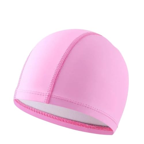 BOJHGO Cuffia da Nuoto 2 Pezzi Cuffia da Piscina Impermeabile Tinta Unita Elastico Proteggi Le Orecchie Cuffia da Bagno for Capelli Lunghi per Donna(Pink)