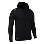 Muscle Alive Men's Bodybuilding Long-Sleeve Hoodie Running Sweatshirts Dry Fit Performance Stretchy Polyester and Spandex Color Black Size L
