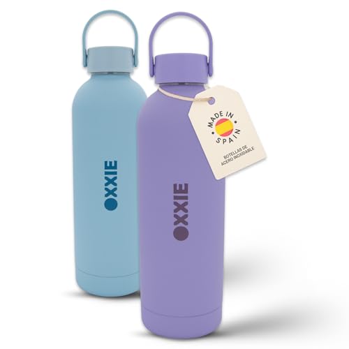 OXXIE Botella Termica 500ml | Botella de Agua de Acero Inoxidable Reutilizable | Botella de Agua Niños | Sin BPA | Isotérmica y Hermetica | Niños, Adultos, Deporte, Oficina, Yoga, Viaje (VIOLET)