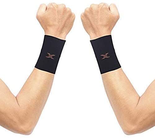 Thx4COPPER 1 Paio Polso Fascia Tutore Compressione,Infuso di rame Supporto Polso per Sport,Lavoro,tutore polso tennis,Polsiera per Sindrome del Tunnel Carpale, Artrite, Tendinite,sx e dx, Nero-2XL