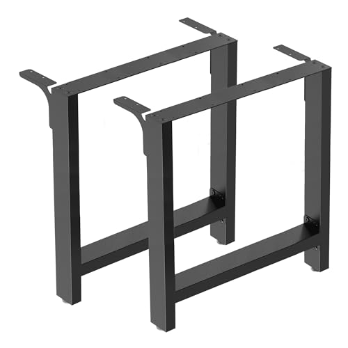 Wiltec Tischbeine aus Stahl 2er Set 80x72cm Vierkantrohre in schwarz pulverbeschichtet Tischkufen Tischgestell Tischuntergestell
