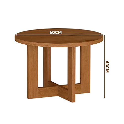 Mesa de Centro Redonda Ilhabela Caramelo Madeirada