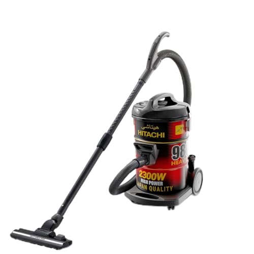 HITACHI Drum Vacuum Cleaner 2300 Watts 23L Tank Dust Capacity Aero Power Brush to Clean Efficiently Metal Pipe Dusting Brush & Crevice Nozzle Washable Filter Best for Home & Office CV980TJBKRGAE