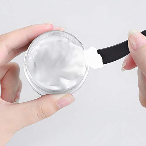 Refillable Cosmetic Sample Jars - 100 Pack 10g (0.35oz) Black Small Travel Containers with Lids + 10 Mini Makeup Spatulas - BPA Free