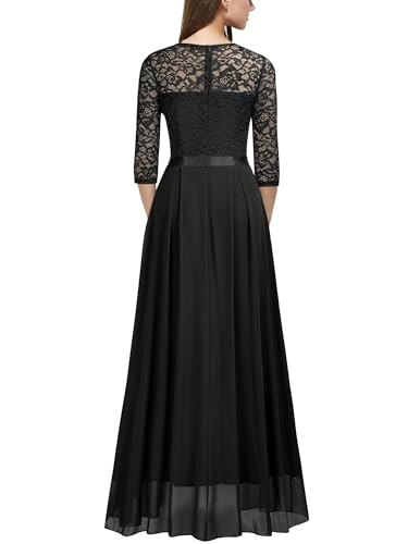 Miusol Women'S Elegant Floral Lace Retro 3/4 Sleeve Contrast Bridesmaid Maxi Dress thumb #1