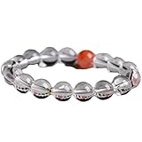 HHCTEBEC Pulsera de Cuarzo Transparente, Pulsera de Cristal curativo Natural Transparente para Mujeres y Hombres, Pulsera de Cuentas Redondas, Pulsera de Cuentas de Piedras Preciosas,8MM