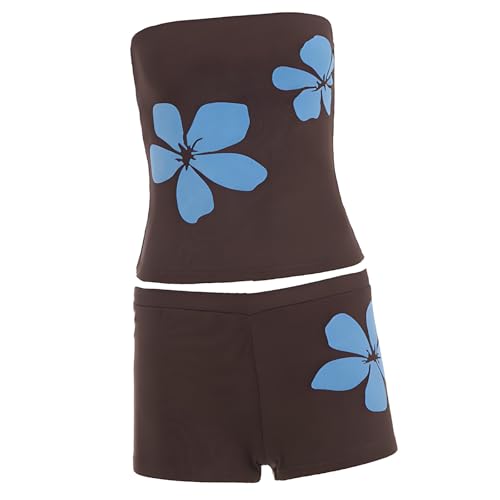 Bustier rétro de couleur contrastée avec short haut bandeau sans bretelles