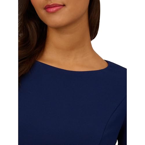 Image of Adrianna Papell Stretch Knit Crepe Sheath Dress with Tiered Organza Bell Sleeve