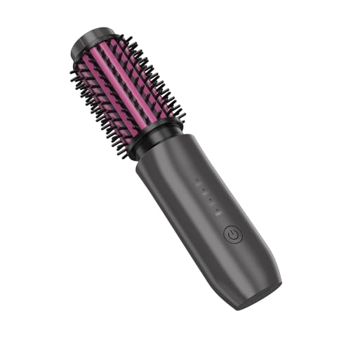 Dricar Cordless Curling Brush, rizador y alisador portátil 3 en 1 con 4 ajustes de temperatura, 7000 mAh Travel USB Charger Curling Iron Riza, desenreda, alisa y peina el cabello (Negro)