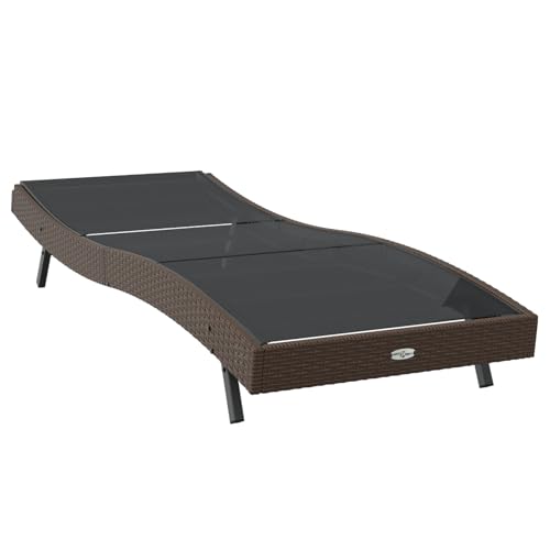 Chaise longue en polyrotin marron résistante aux intempéries et au soleil