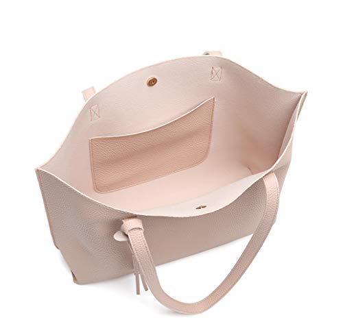 Image of Dreubea Women's Soft Faux Leather Tote Shoulder Bag from, Big Capacity Tassel Handbag