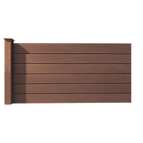 HORI Sichtschutzzaun Anbauelement Halbhoch | WPC Zaun mit schmalen Lamellen | Anthrazit Windschutz | Robuster Gartenzaun zum Aufschrauben | Modernes Design Aufschrauben Braun