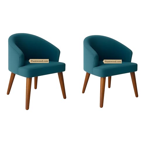 Image of Upholstery Barrel Arm Chair with Soft Serenity Suede Fabric for Dining Room, Living Room, Bedroom, Cafe, or Restaurant with Comfortable & Stylish | Sea Blue Set of 2