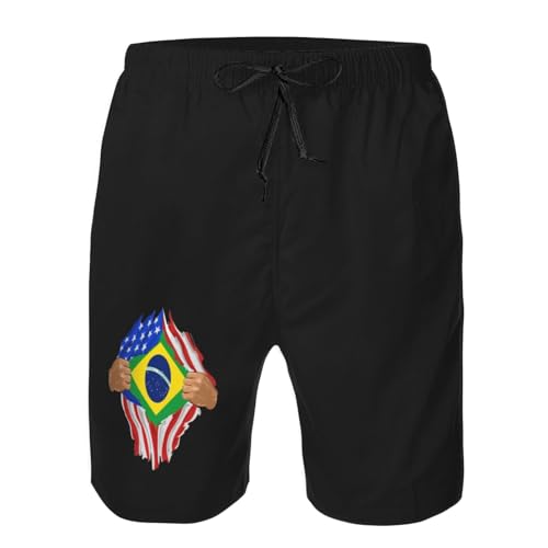 Hand Tear Flag of Brazil Mens Swim Trunks Quick Dry Swim Board Shorts Casual Beach Shorts4