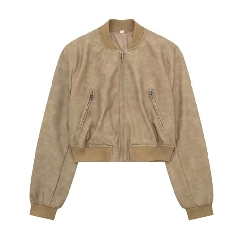 Veste moto femme biker pour un look urbain chic en manteau court marron