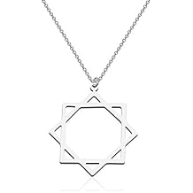 CENWA Octagram Symbol Pendant Necklace Double Square Stainless Steel Necklace