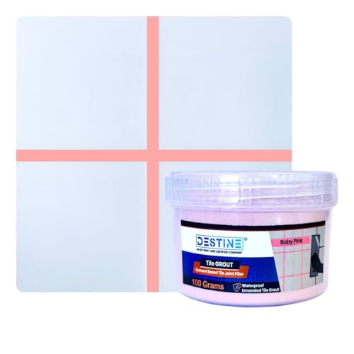 Image of DESTINE READY-TO-MIX inchTILE GROUT inch (16 COLOURS) (ALL PACKS: 100 Gm,250 Gm,400 Gm,800 Gm,1 Kg), Waterproof, Crack Filler, Cement Based Tile Gap Filler (100 g (Pack of 1), Baby Pink)