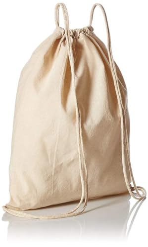 TBF Wholesale Bulk 100% Organic Cotton Canvas Drawstring Backpack Bags (Natural, 14