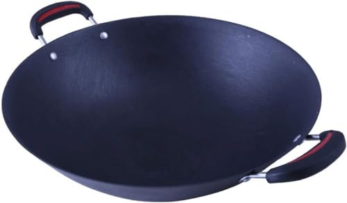Wok de hierro fundido 36 cm con mango ergonómico