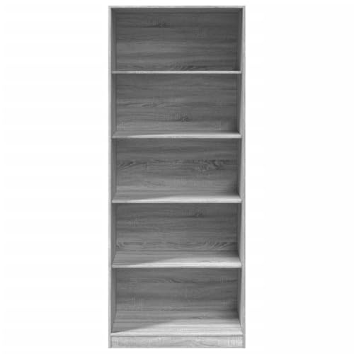 Armario gris Sonoma de 80x50x200 cm en madera de ingeniería para almacenamiento de ropa 6
