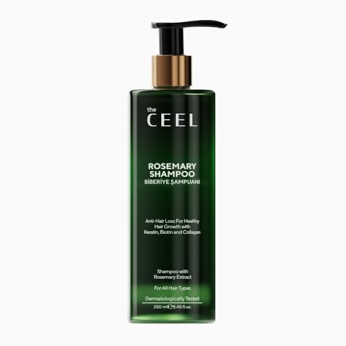 The Ceel Rosemary Anti-Haarausfall Shampoo - Angereichert Mit Kollagen Und Keratin - Silikonfreie, Biologisch Abbaubare Formel Für Die Reinigung Der Kopfhaut Und Die Frische Des Haares - 250 Ml