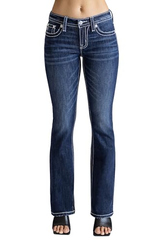 Miss Me Women's Embroidered Western Faux Flap Pocket Mid-Rise Bootcut Jeans2