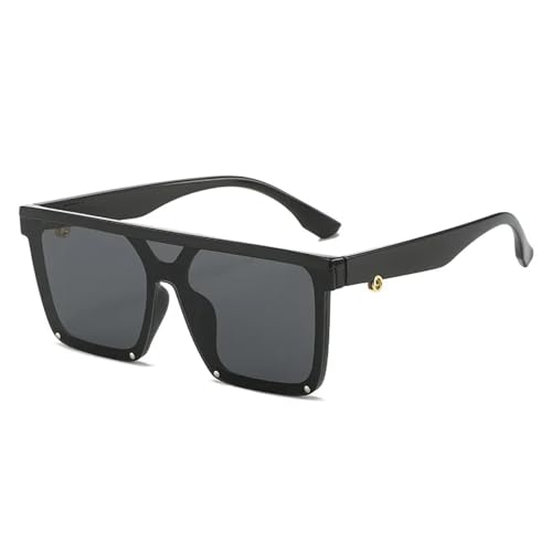 Lunettes de soleil punk à rivets monture noire surdimensionnée style vintage mixte