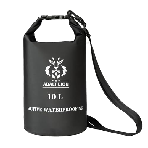Image of Waterproof Dry Bag 5L /10L /20L - Roll Top Waterproof Backpack for Swimming, Kayaking, Hiking, Floating - Boating Bag with Double Zipper Seal & Adjustable Shoulder Strap (Black, 10 L)
