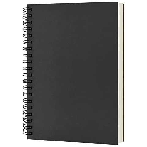 DSTELIN Blank Spiral Notebook, 1-Pack, Soft Cover, Sketch book, 100 Pages / 50 Sheets, 7.5 inch x 5.1 inch (Black) Cover