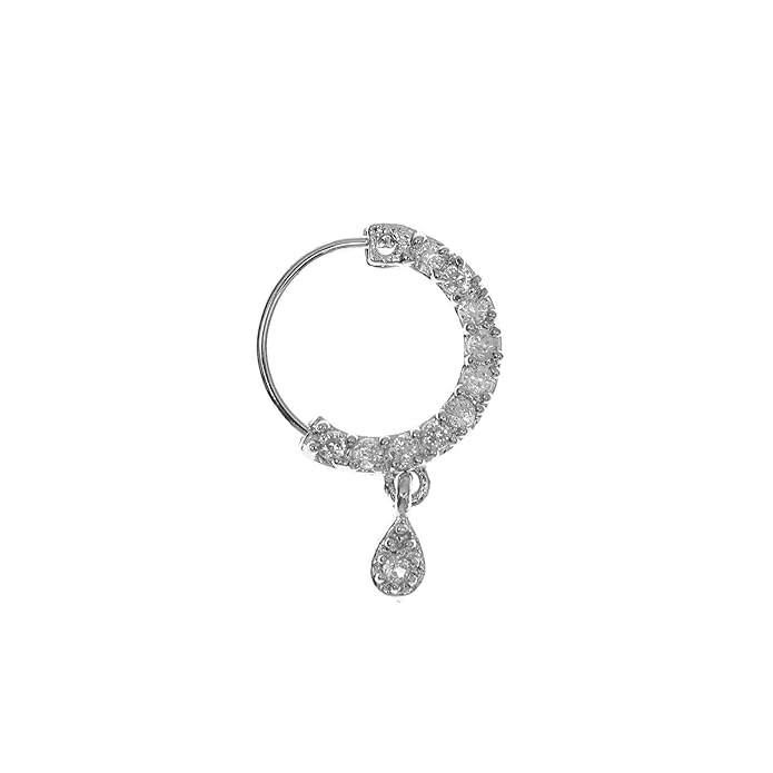 tanaira Stylish American Diamond | Women Bridal Nose Ring,Bridal Nath for Women Traditional Floral Design-picture-5